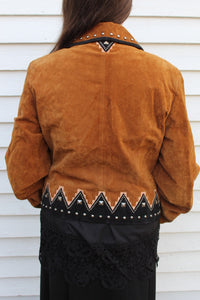 Vintage Western Studded Cropped Leather Jacket L