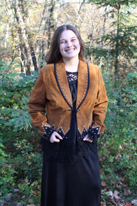 Vintage Western Studded Cropped Leather Jacket L