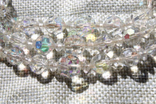 Load image into Gallery viewer, Vintage AB Crystal Triple Strand Necklace &amp; Clip Back Earrings