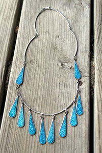 Mexican Sterling Crushed Turquoise Vintage Necklace