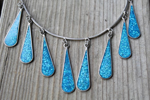 Mexican Sterling Crushed Turquoise Vintage Necklace
