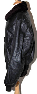 Vintage Excelled Leather Flight Jacket Black Bomber Biker  L- ON SALE!
