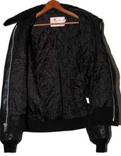 Load image into Gallery viewer, Vintage Excelled Leather Flight Jacket Black Bomber Biker  L- ON SALE!