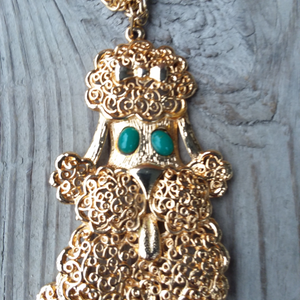 Vintage Poodle Necklace Moveable Goldtone
