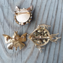 Load image into Gallery viewer, Vintage Warner Cat Pin , Mamselle Fish Pin, Unsigned Butterfly Pin Lot